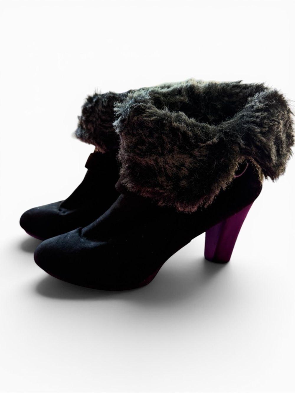 Dana Buchman Black Faux Fur Ankle Boots Size 10